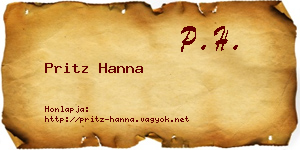 Pritz Hanna névjegykártya